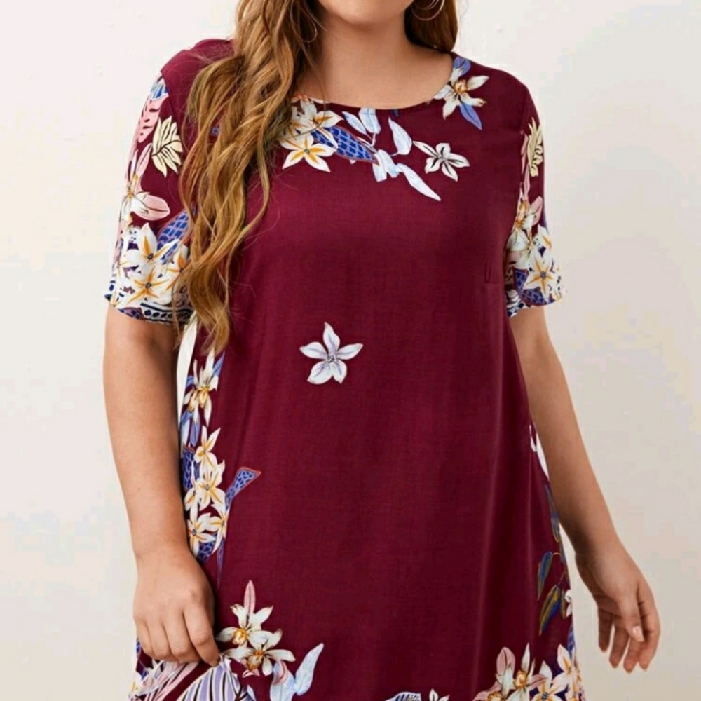 #26 Brand New Plus Maroon Tunic Dress